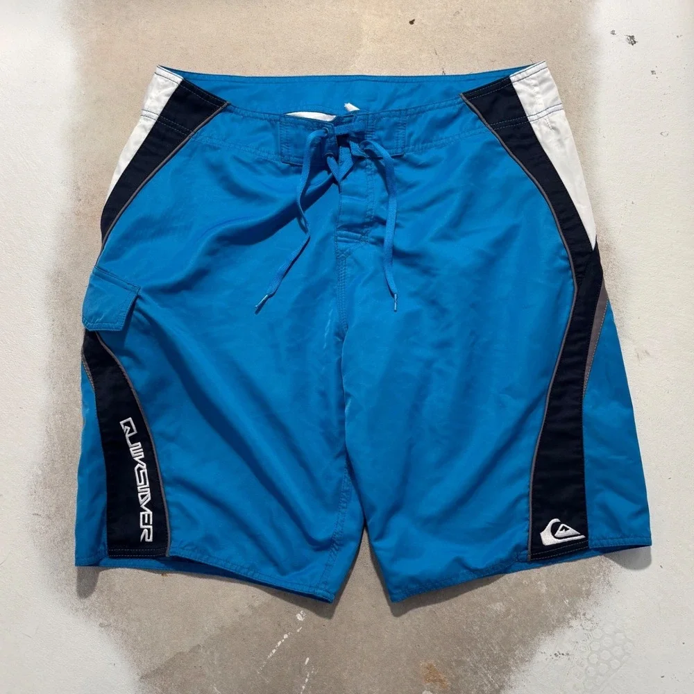 Quiksilver Mens Blue Colorblock Board Shorts Swim Trunks Size 36 E101948